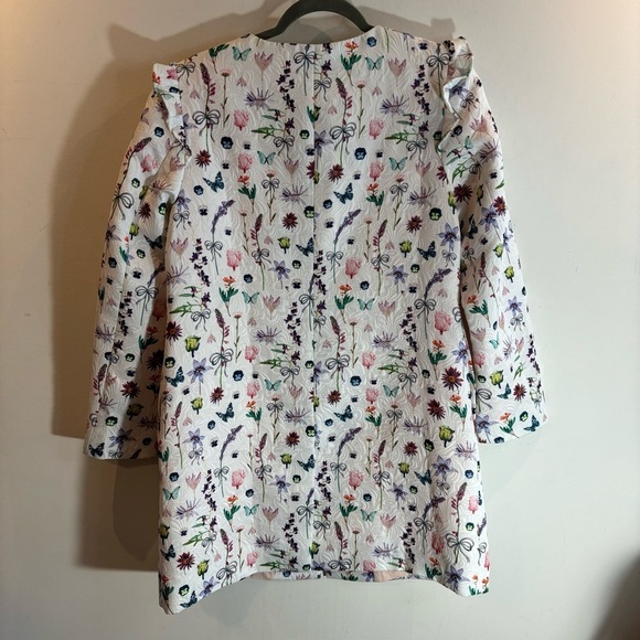 YUMI Sz 6 Jacket Snap Buttons Ruffles at Shoulders Floral Butterflies Textured - Picture 6 of 12